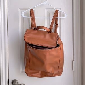 Brown faux leather backpack